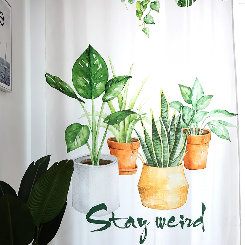 

Nordic Curtains for Living Room Bedroom Customized Curtain with Plants Cactus Printed Blinds Modern Drapes Kids Curtains Natural