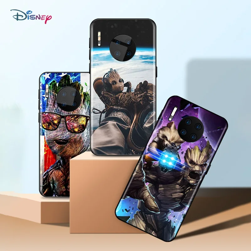 

Marvel Avengers Super Hero Groot For Huawei Mate 40 RS Porsche Design 30 20 X 10 Lite Pro Plus TPU Silicone Black Phone Case