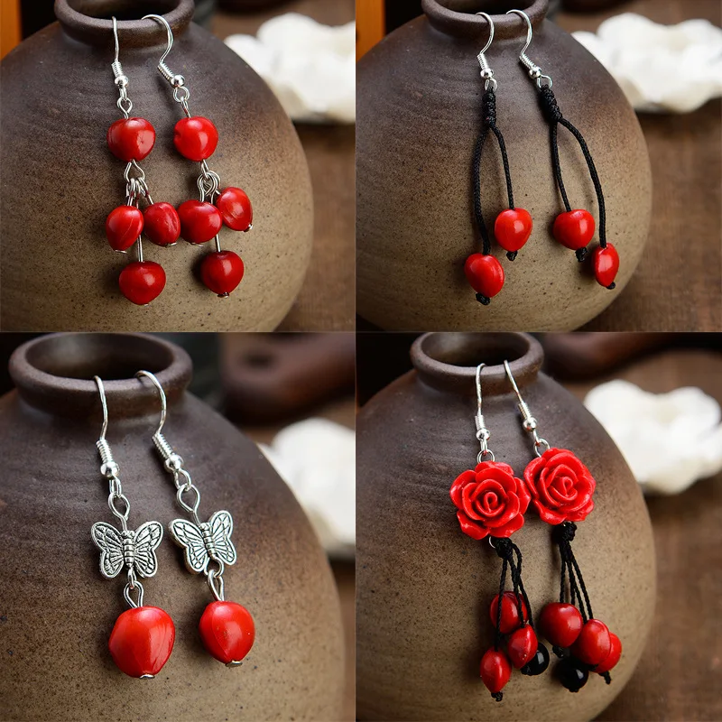 

Акации серьги фасоль Женский Ретро кисти в этническом стиле серьги новый