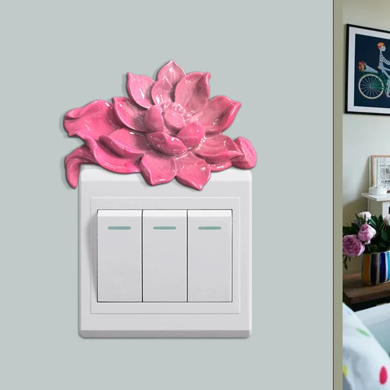 

Creative Lotus Switch Wall Sticker Decoration Epoxy Resin Mold Flower Ornaments Silicone Mould DIY Crafts Casting Tools