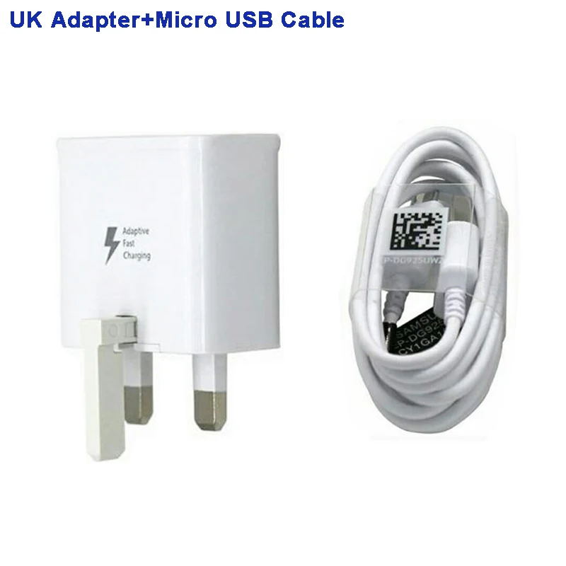 UK With 1M USB Cable Стенового путешествия Зарядное устройство для Samsung Galaxy S6 G9200 G9280 S6Edge плюс G925V S7 S7 край G9350 Примечание 5 N9200 A510 USB кабель - Тип штекера: UK With 1M USB Cable