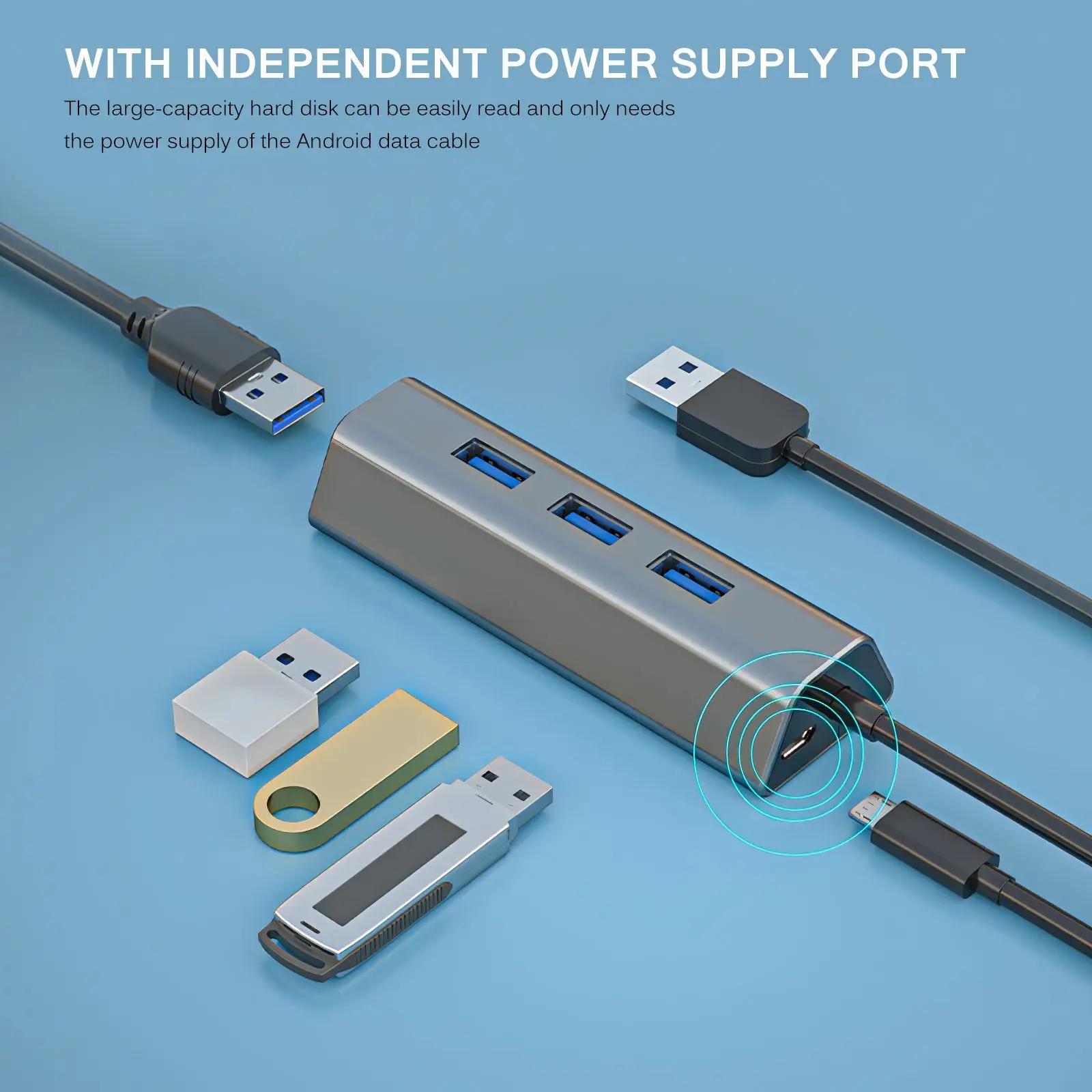 

4 в 1, USB-хаб с индикатором освещенности