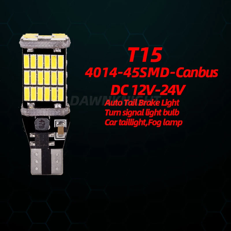 2 шт. Автомобильные светодиодные лампы T15 W16W 4014 45SMD Canbus|Сигнальная лампа| |