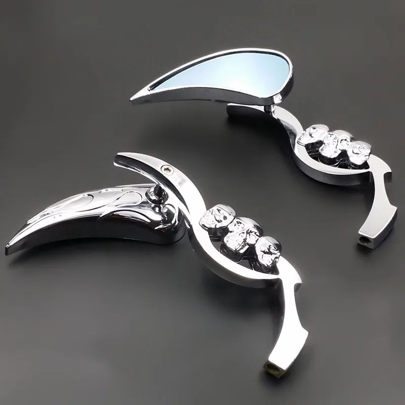 Черные/хромированные мотоциклетные универсальные боковые зеркала заднего вида