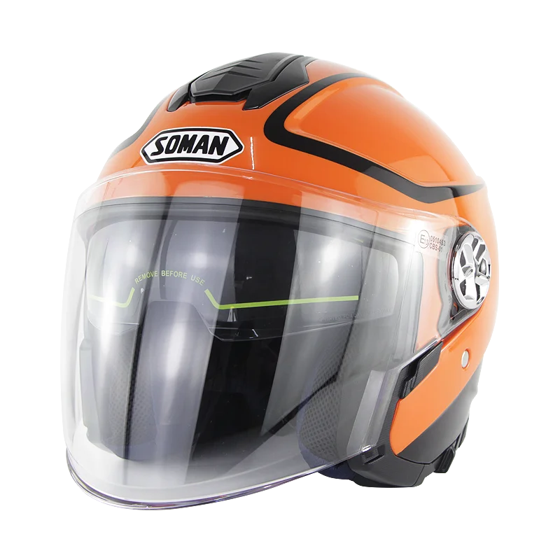 Orange Black Soman скутер шлем с открытым лицом Capacete флип-ап мотоциклетные шлемы для мужчин и женщин Abs Casco Para Moto Hombre Capacete De Moto cask - Цвет: Orange Black