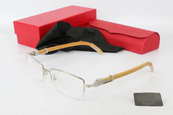 

2021 Men Wooden metal Vintage glasses Women Solid Fashion glasses Adult Unisex Trend Luxury glasses Designer Brand With Box