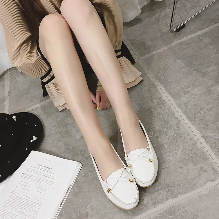 Туфли женские на плоской подошве лоферы без застежки балетки Мокасины df67|Обувь