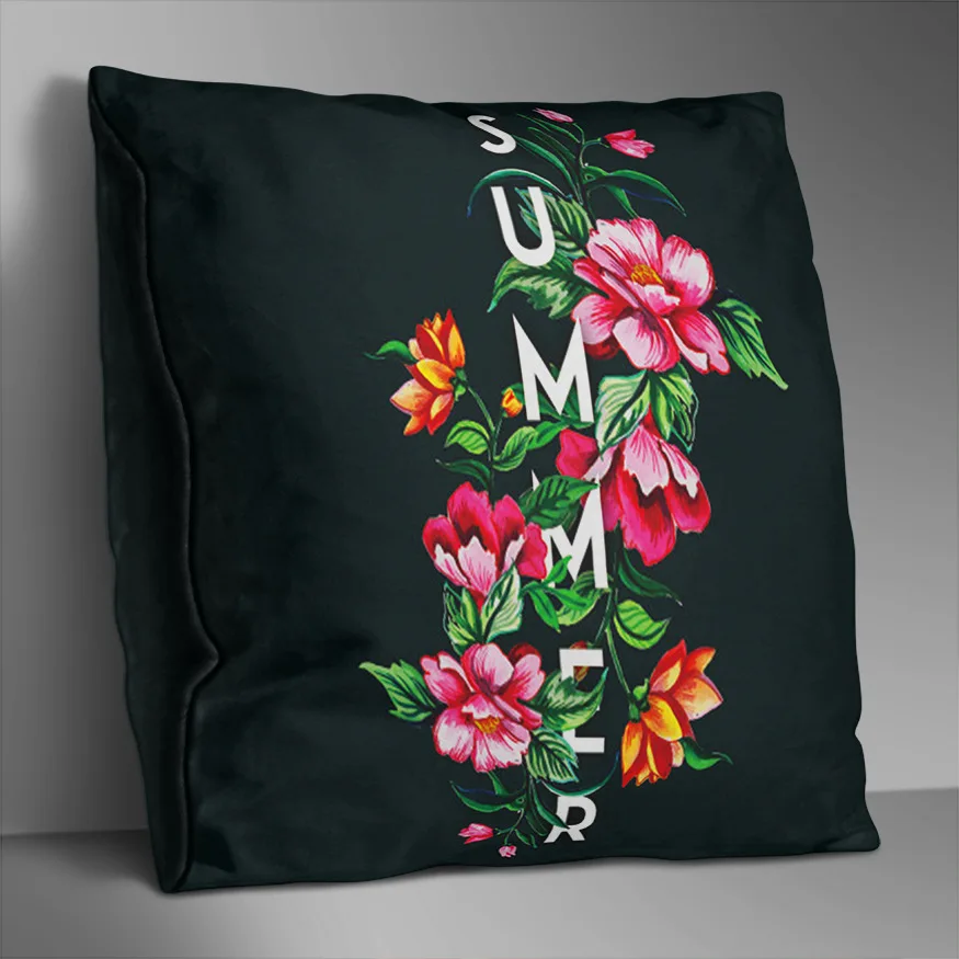 

Double-sided Cushion Cover Flower Simple Letter Decorative Home Deco Cover Alphabet Animal Printed Peach Skin Hug Pillowcase