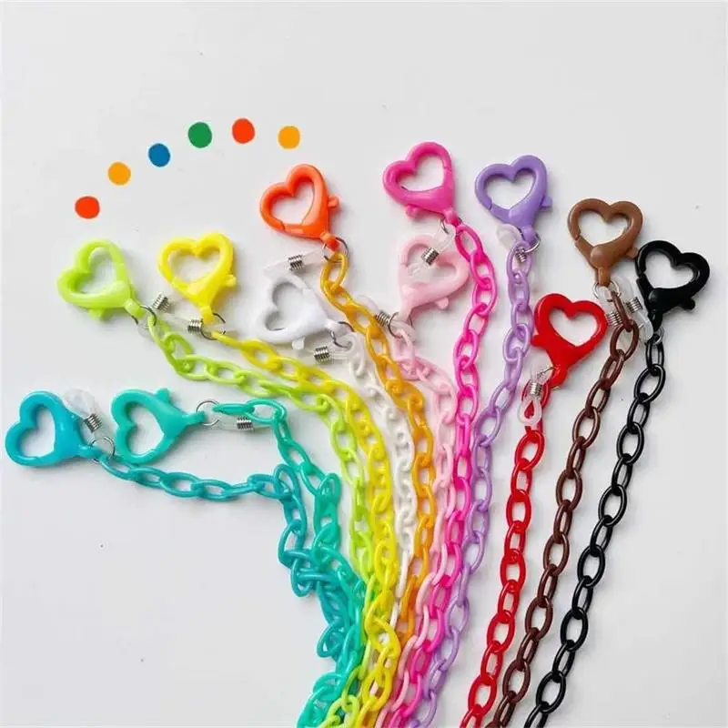 

Fashionable Simple Cute Cartoon Heart Shaped Candy Color Mask Chain Anti-lost Acrylic Chain Necklace Accessories