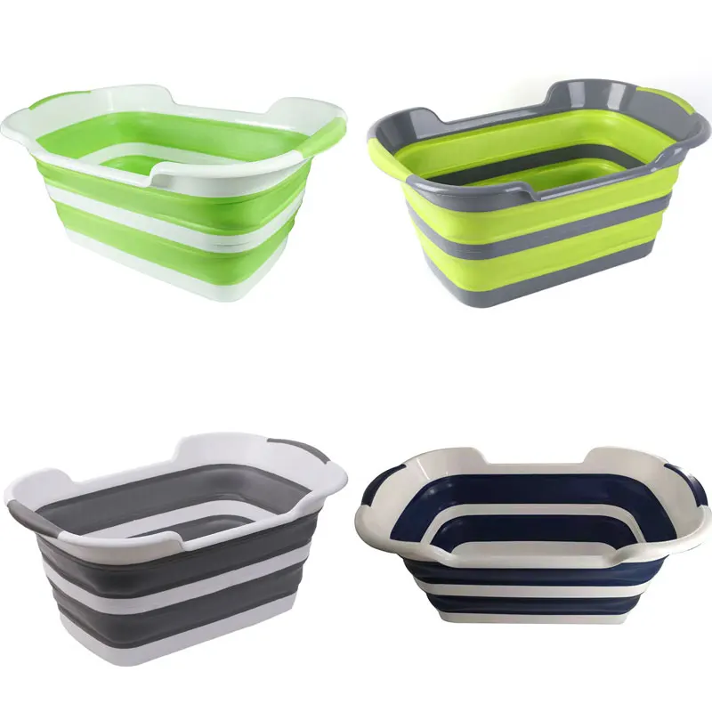 

New Basin Containers for Clothes Laundry Basket Dirty Baby Toy Plastic Storage Bags Box Folding Laundry Tub
