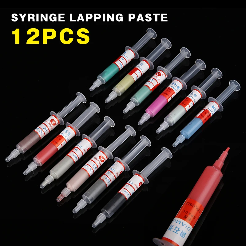 12pcs 5g Diamond Lapping Paste Composite Polishing Syringes 0.5-40 Micron Polishing Abrasive Tools