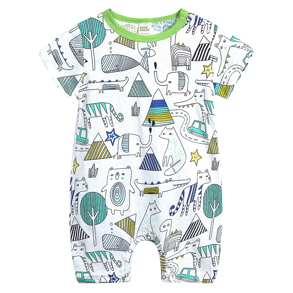 Curipeer Cartoon Baby Onesies Summer Cotton Romper Boy Girls 0-36Months Kids Clothes Knitted Short-sleeved Jump Outfits | Детская одежда