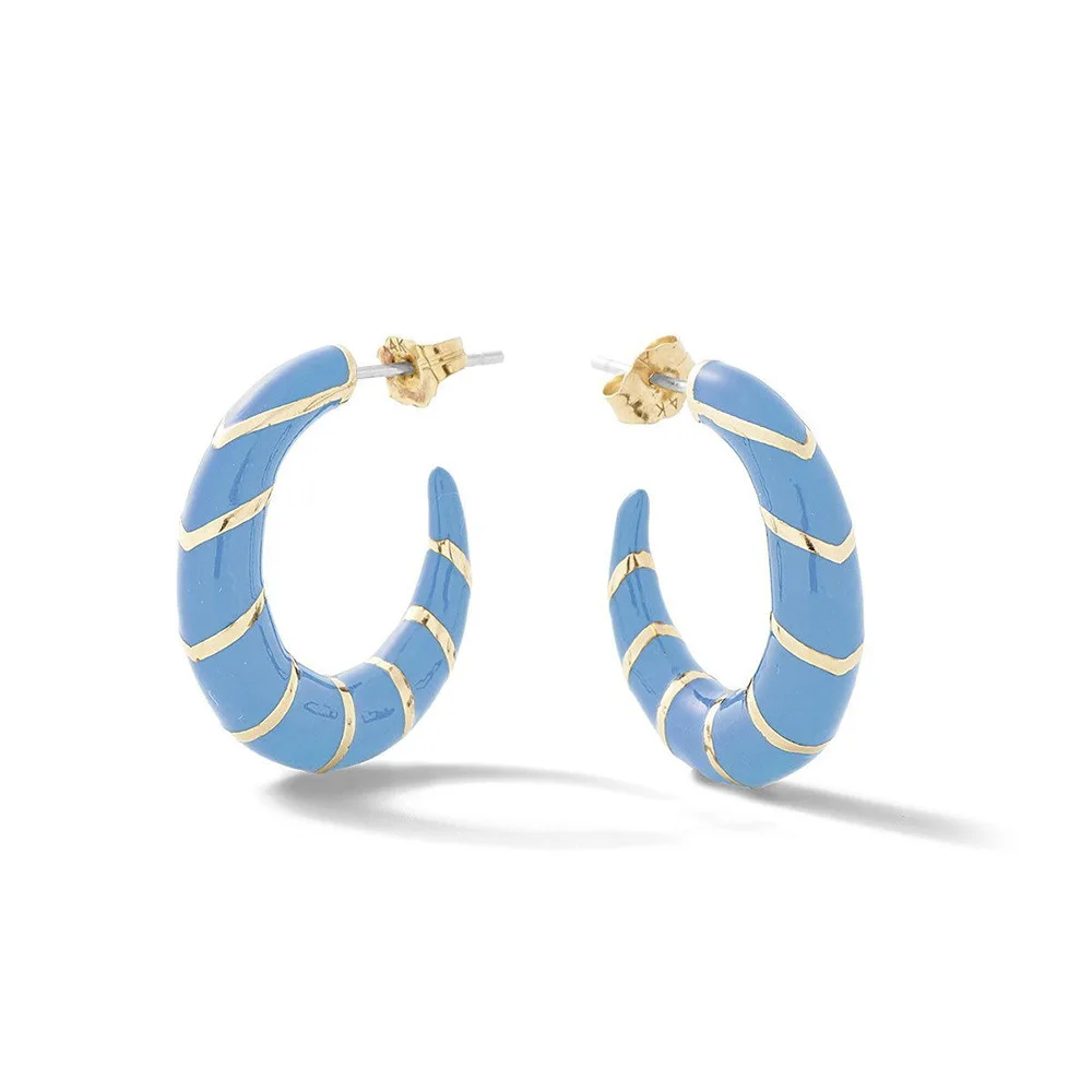 1pair Style 1 Трендовые многоцветные эмалированные c-образные серьги-гвоздики для женщин радужного цвета с блестками геометрические металлические серьги-каффы аксессуары - Окраска металла: 1pair Style 1