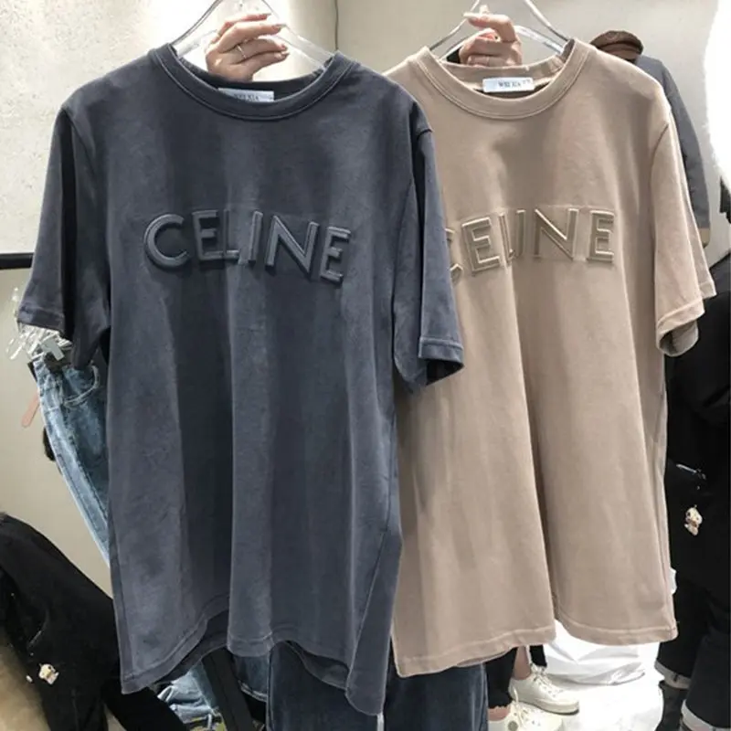 

2021 Apparel T-shirt Women Short Sleeve Casual Plain Shift Loose Tee Tops Bulk Clothing Female Summer Oversized Tee Shirt