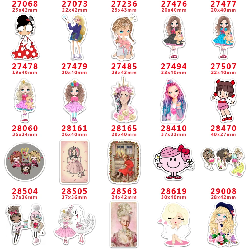 Поделки для рукоделия девочек с принтом плоских задних смол 30 шт. PR 27068