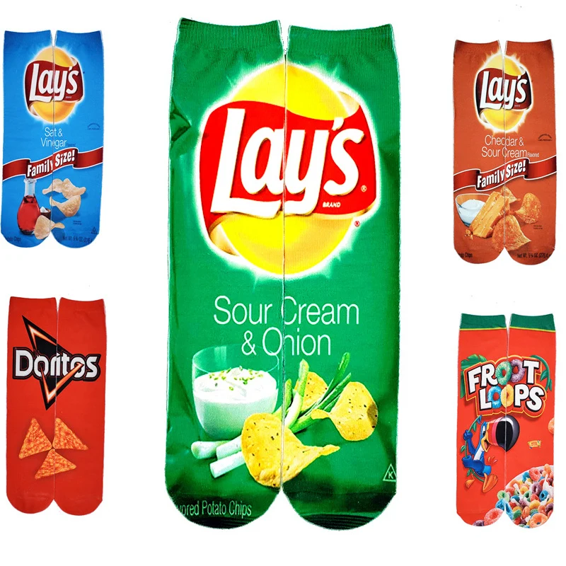 Носки хлопковые унисекс смешные с 3D принтом для мужчин и женщин картофельных