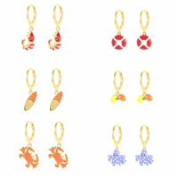 canner enamel earrings for women 925 sterling silver ocean prawn crab octopus lemon surfboard earrings hoops pendiente jewelry