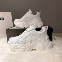 new black dad chunky sneakers casual vulcanized shoes woman high platform sneakers lace up white sneakers women 2021