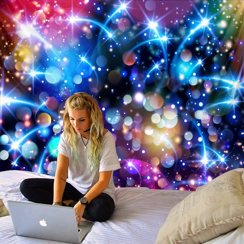 

Psychedelic tapestryl galaxy Yogagamatdorm room Tourist tent Aesthetic room decoration lace Mural carpet Wall Stickers decoratio