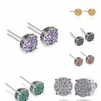 real 925 sterling silver round zircon cz stud earring piercing ear for women wedding fashion jewelry birthdaychristmas gift