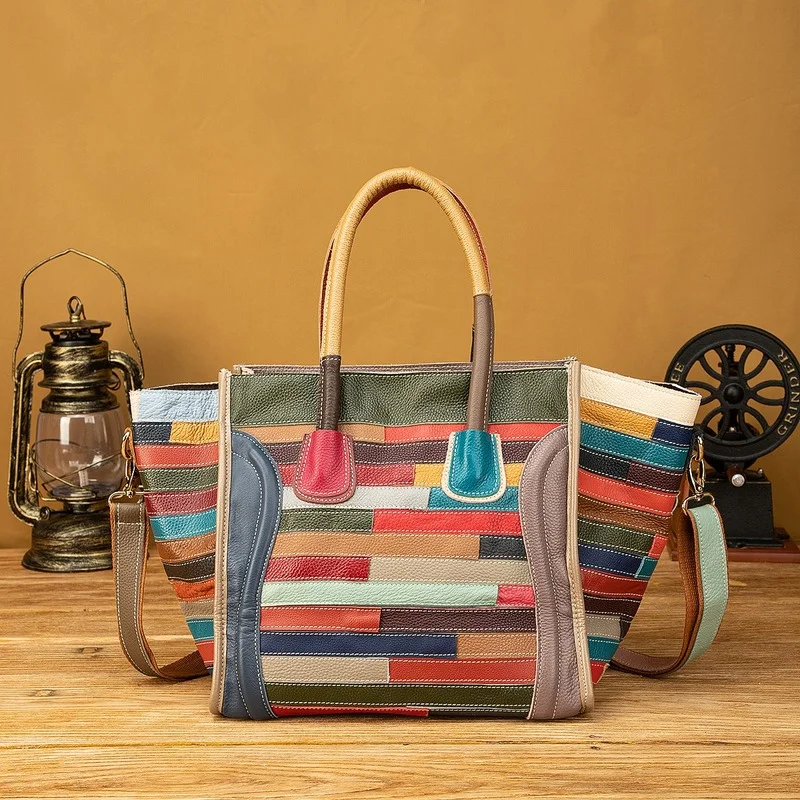 

2021 модная Высококачественная дизайнерская Повседневная сумка из натуральной воловьей кожи с верхним слоем, вместительная сумка на одно пл...