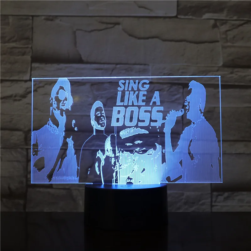 

Singing Like an Boss 3D LED lamp 7 Colors Change Light Acrylic Touch USB Lamp Room Table Desk Night Light Friends Fun Gift 2918