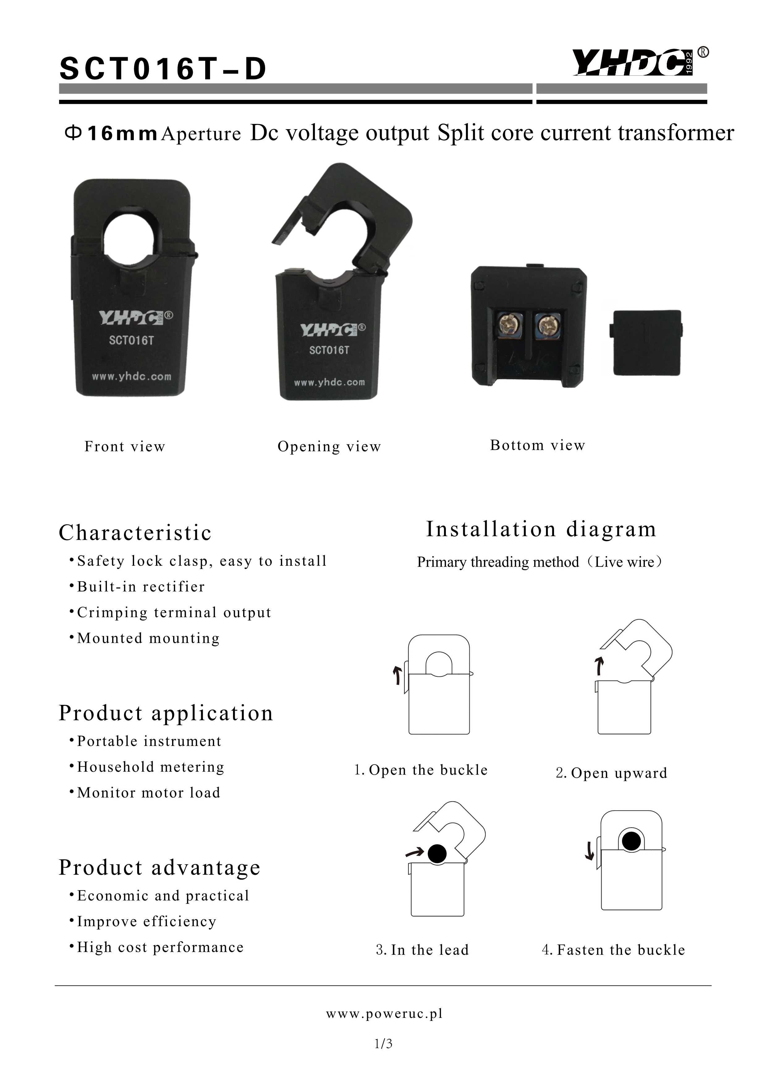 Бесплатная доставка Сплит Ядро Трансформатор тока SCT016T D вход 10A/20A/30A/50A/80A/100A