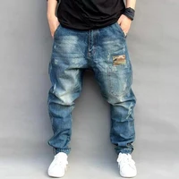 man pants mid waist double pocket zip closure worn man jeans for outdoor activity