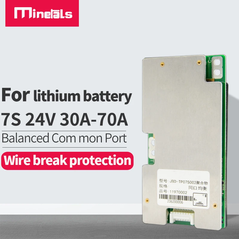 Bateria de Lítio Placa de Proteção Íon com Equilíbrio Li-ion 40a 50a 60a 70a Carga Elétrica Lipo Nicomn Células Bms 7s 24v 30a