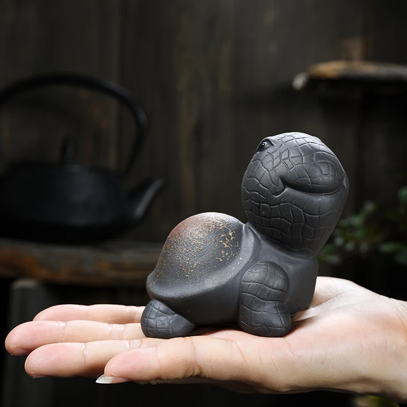 Винтажный креативный черный грязевой чай милая черепаха птица животное Zisha