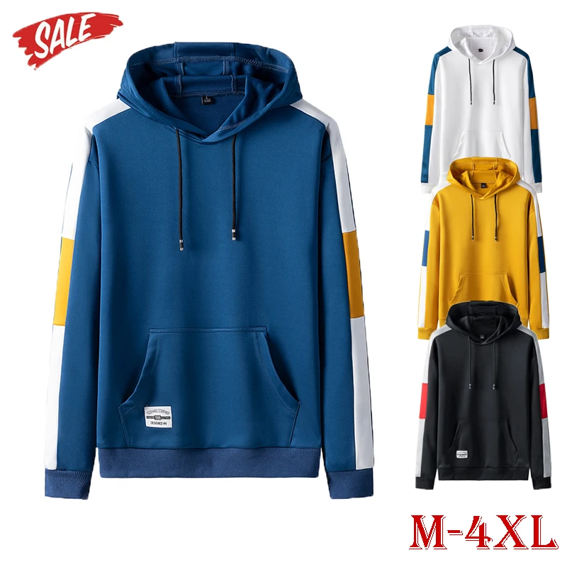 

MEN Sweatshirt Harajuku Pullover Hoodies Casual Patchework Sleeve Cotton Hoodie Men Streetwear Clothes Hip Hop Outdoor wear
