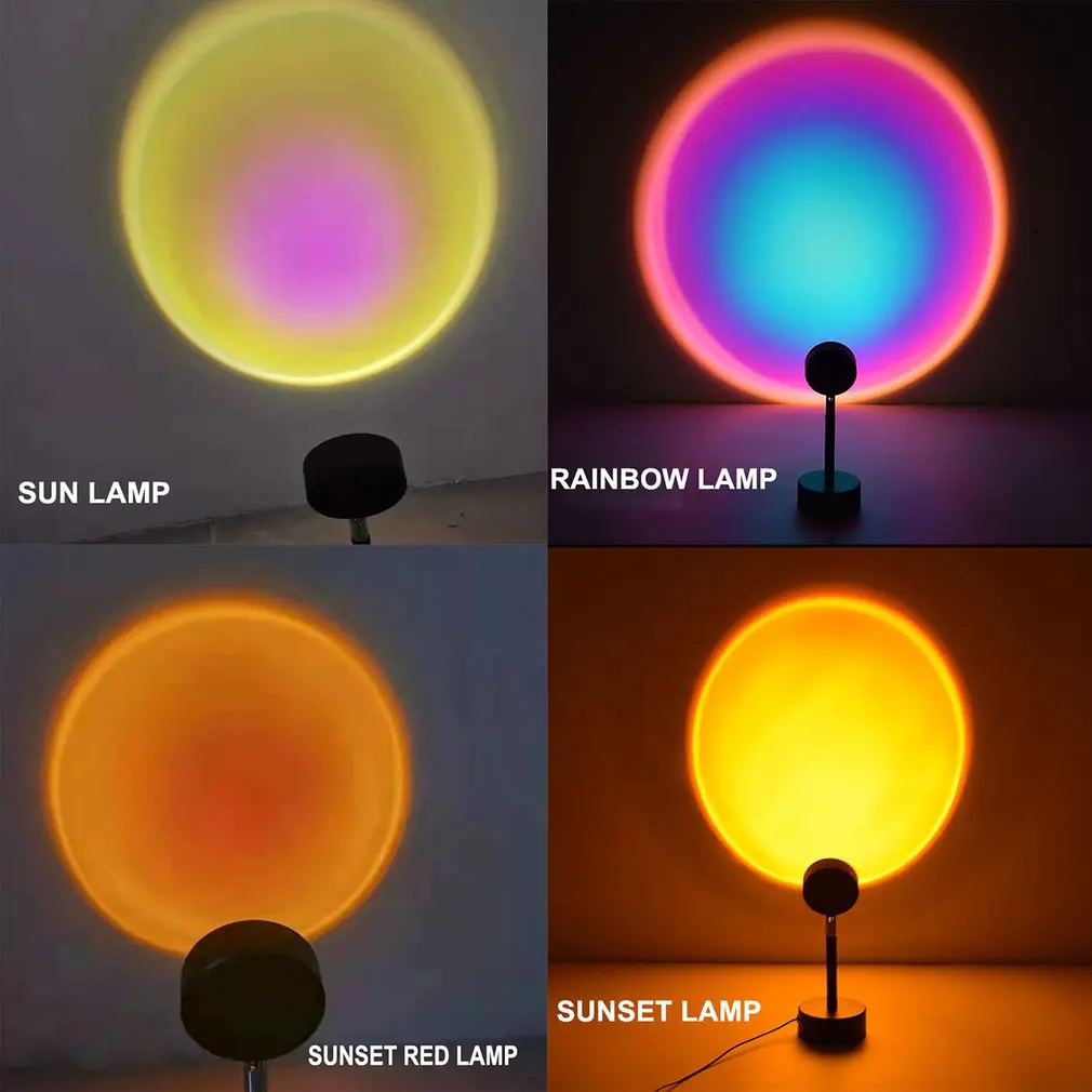 Радужный проектор заката светодиодная лампа красного солнца USB настольная для