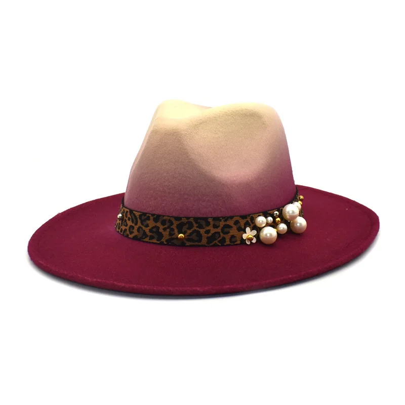 

Women's fashion woolen top hat Church hat travel hat pearl accessories felt hat Outdoor sun visor hat man fedoras hat men