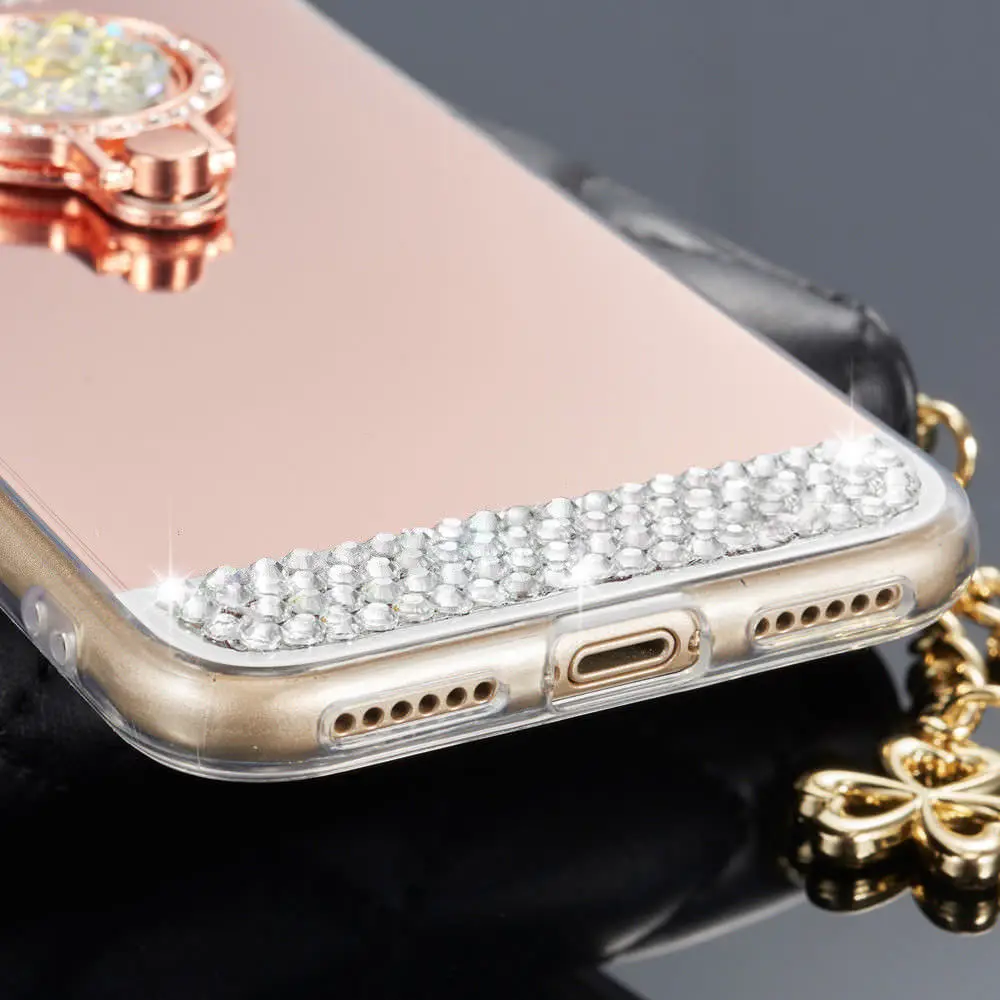 Кольцо на палец зеркальный чехол для телефона Apple iPhone 7 Plus 8 6 S 5s SE женский
