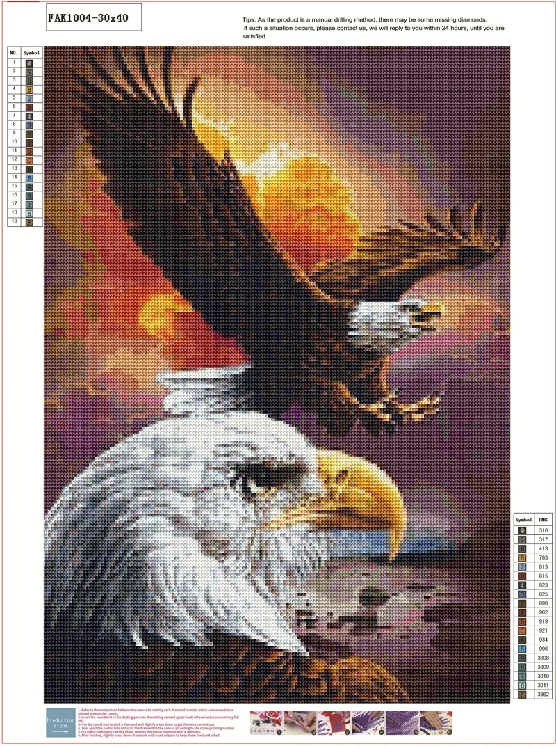 Орлан сделай сам полноразмерная картина из страз мультяшное искусство вышивка