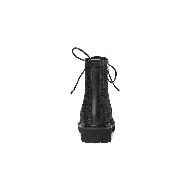 Online MoonMeek 2021 Baru Wanita Sepatu Bot Heels Tebal Square Toe Renda Fashion Ankle Boots Musim Dingin Musim Gugur Hitam