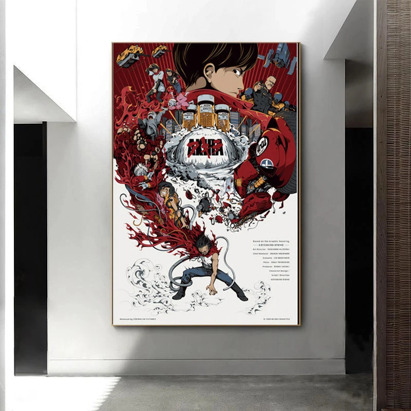 Постер и печать на холсте японского аниме Манга картина маслом в стиле красного