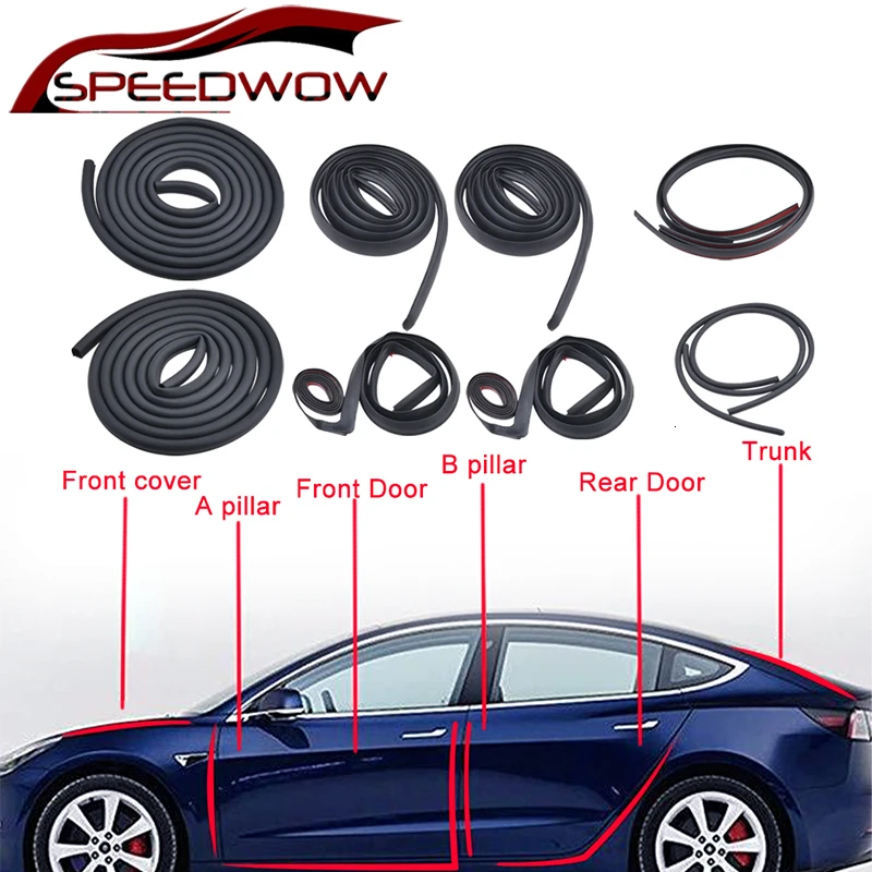

10pcs Car Door Trim Moulding Rubber Door Seal Kit Soundproof Rubber Weather Draft Seal Strip For Tesla Model 3 Car Accessories