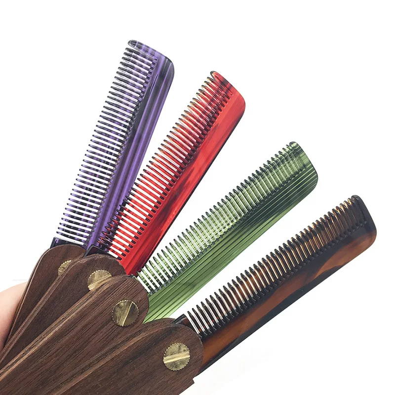 

Natural 4 Colors Walnut Fold Comb Hair Comb For Unisex Beard Care Anti-Static Wooden Comb Hair Care Tools Hair Brush 1 Pc