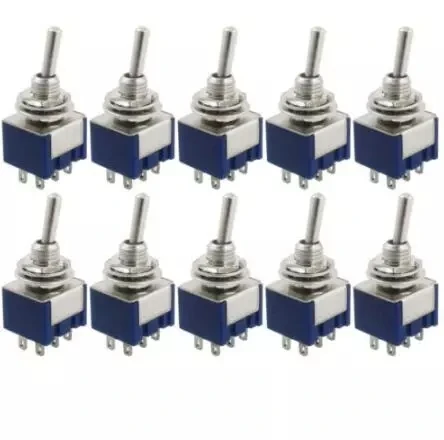 

Переключатель двухпозиционный DPDT, 125 В, 6 А, 10 шт., новый, MTS-202 синий, S, 3 заказа