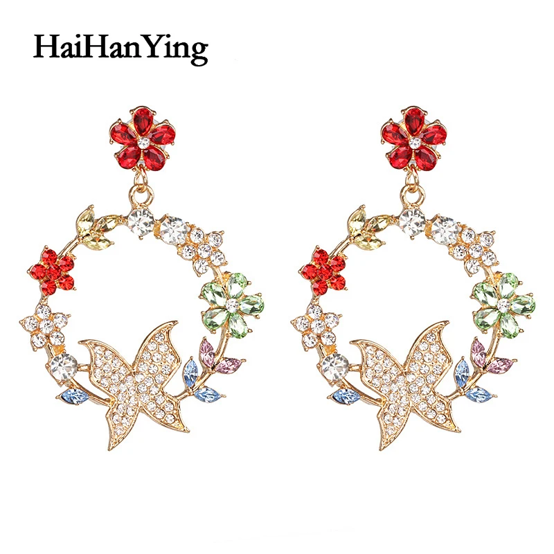 

Fashion Flowers Glamour Butterfly Women's Hanging Geometric Exaggerated Earrings Glamour Luxury Jewelry Personality Statement