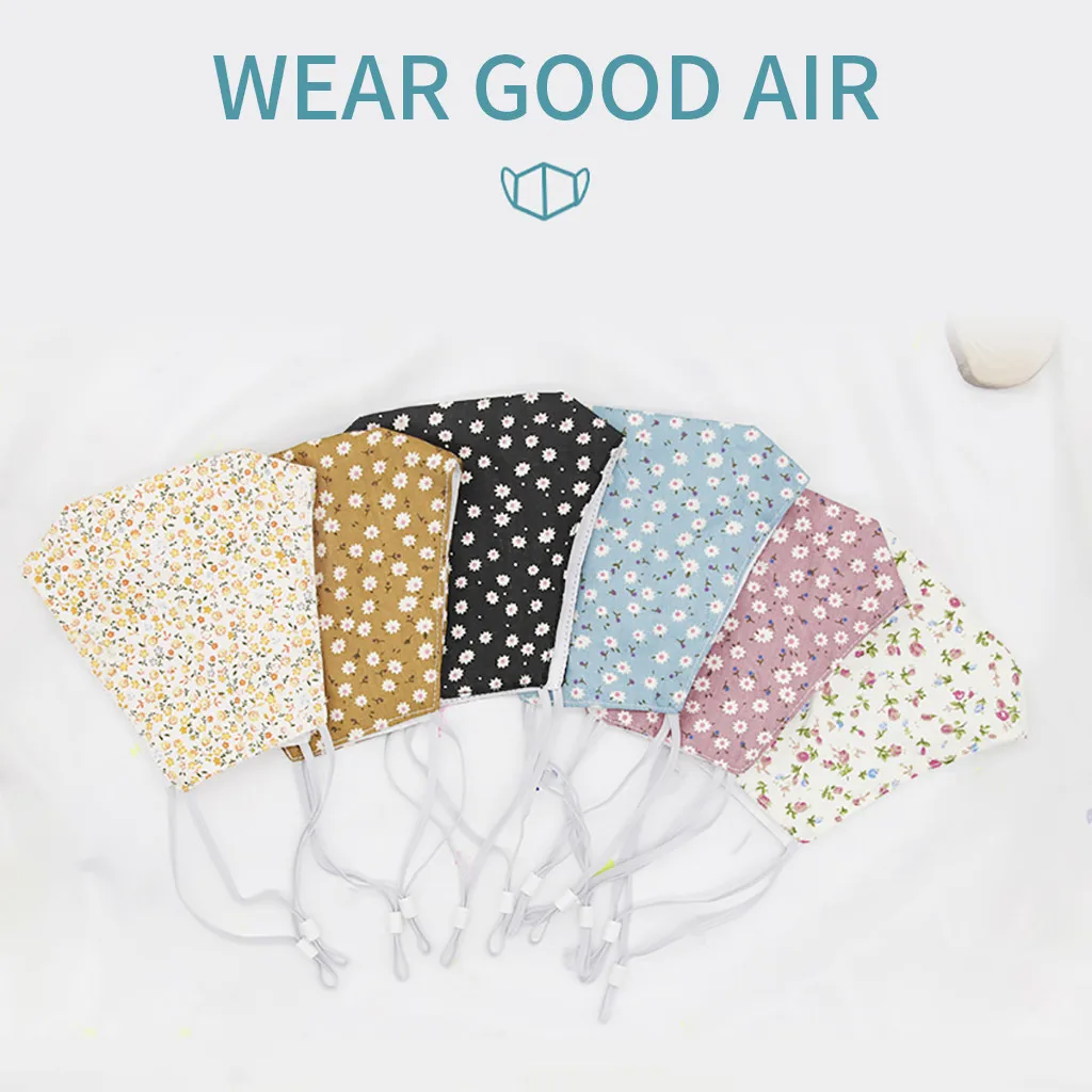 Пылезащитная маска для рта взрослых женщин с цветочным принтом Регулируемая
