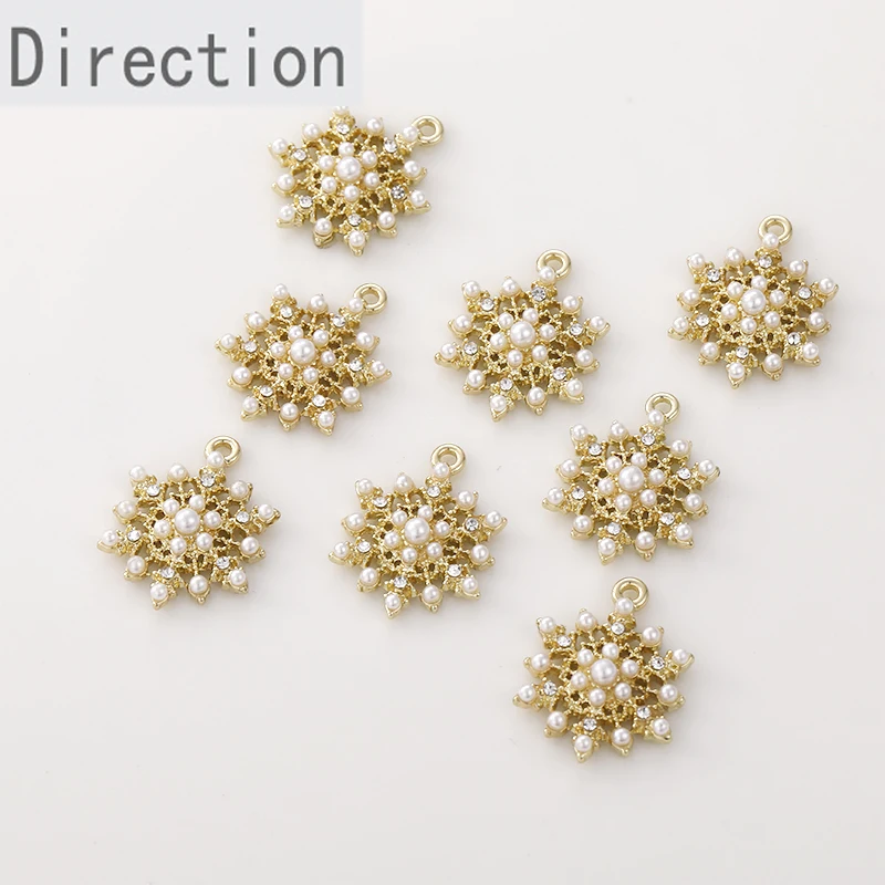

Pearl Snowflake Diamond Alloy Pendant diy Handmade Earrings Jewelry Material Accessories