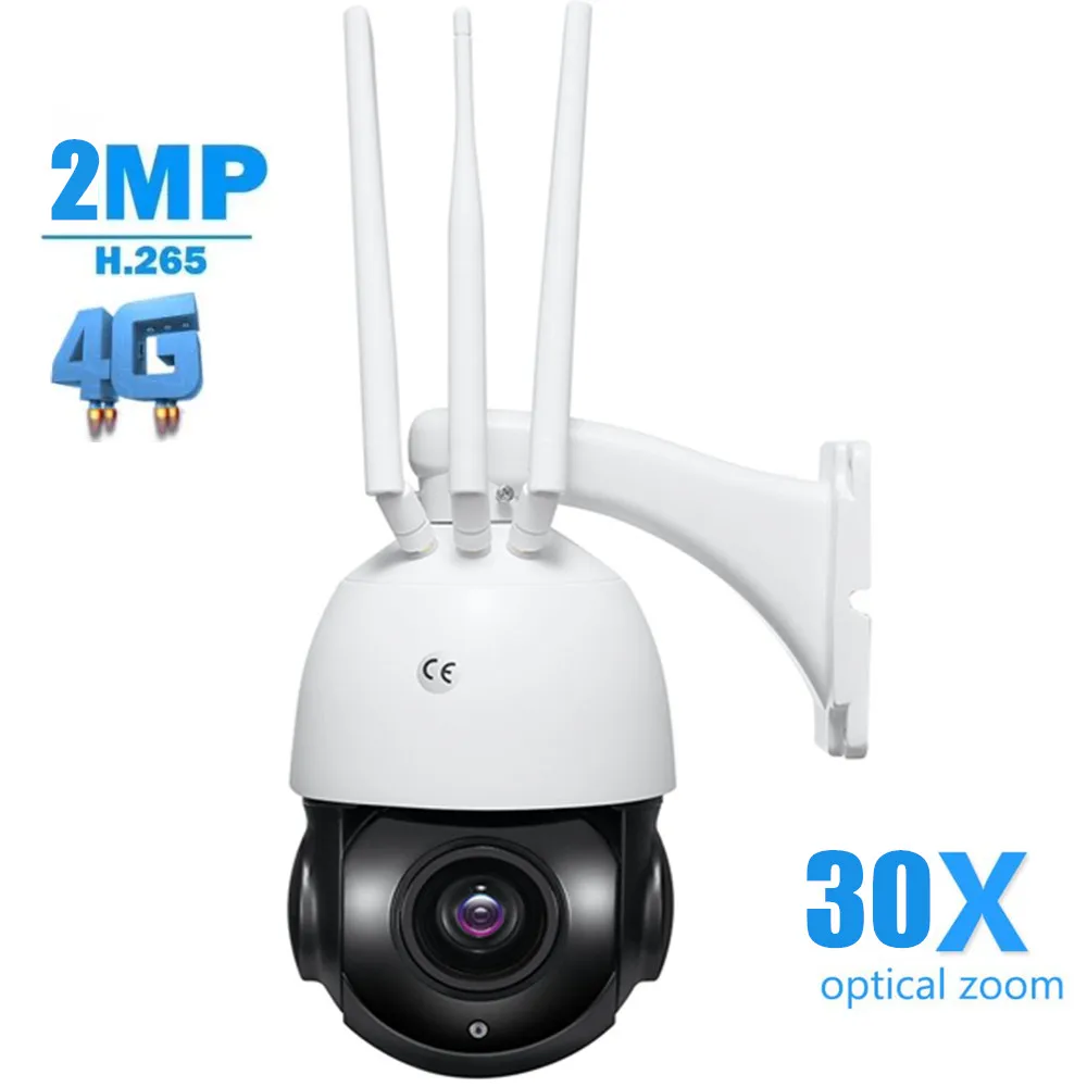 

2MP SIM Card 4G Wireless PTZ Dome IP Camera 1080P Outdoor 30X Zoom Auto Tour Cruise Two Way Audio 128G Card CCTV Security Camera