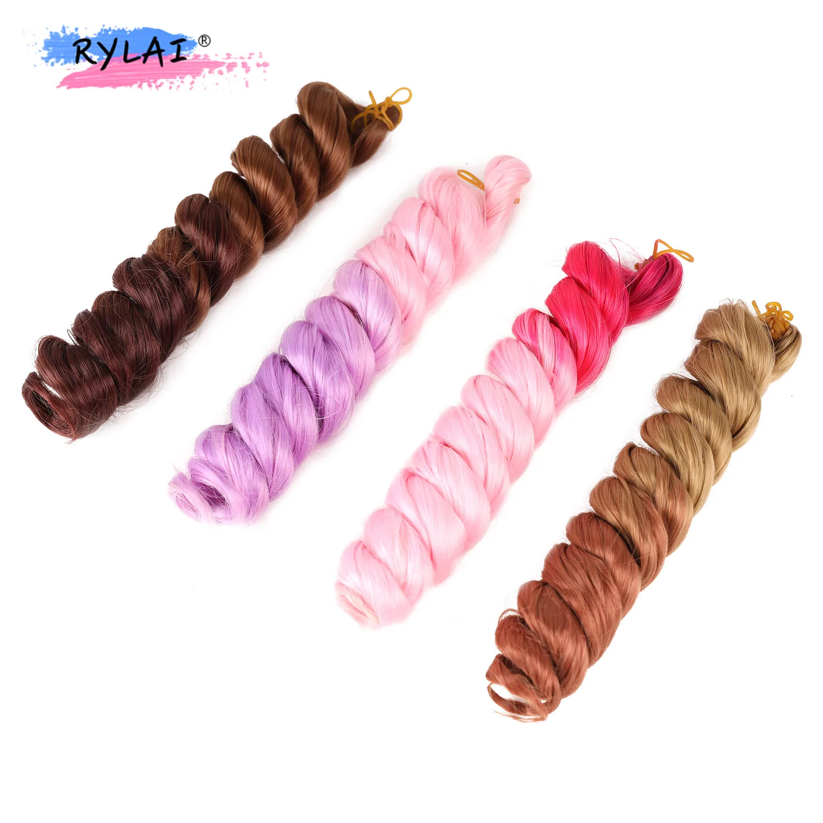 

Ombre Loose Wave Hair Braids Extensions Synthetic crochet hair 100g each 20 Inch 300g Full Head For Women 2021 Instagram Trendy