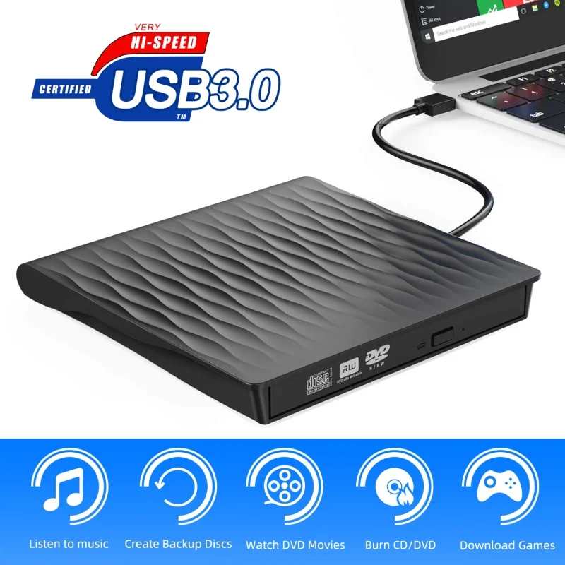 

Hot External CD DVD Drive USB 3.0 Slim Portable External Rewriter Burner Writer High Speed Data Transfer USB Optical Drives