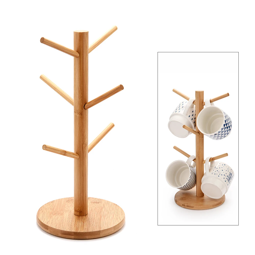 Деревянная стойка для чашек офиса кухни дома хранения кружек кофейных посуды