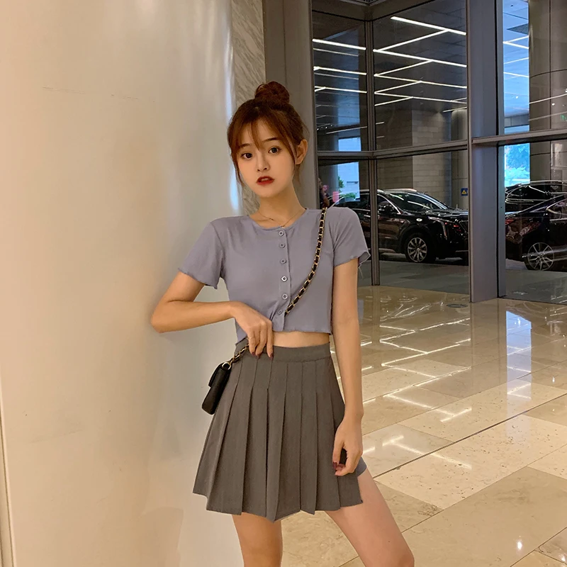 

Skirt Women Pleated Mini Asymmetrical Cute Preppy Style Solid Ruffles Slim Popular Trendy Womens Skirts Harajuku Lovely Chic New