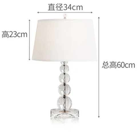 Европейский роскошный хрустальный шар, белый, настольная лампа из ткани хлопок, Декор для дома, спальни, прикроватный светодиодный светильник