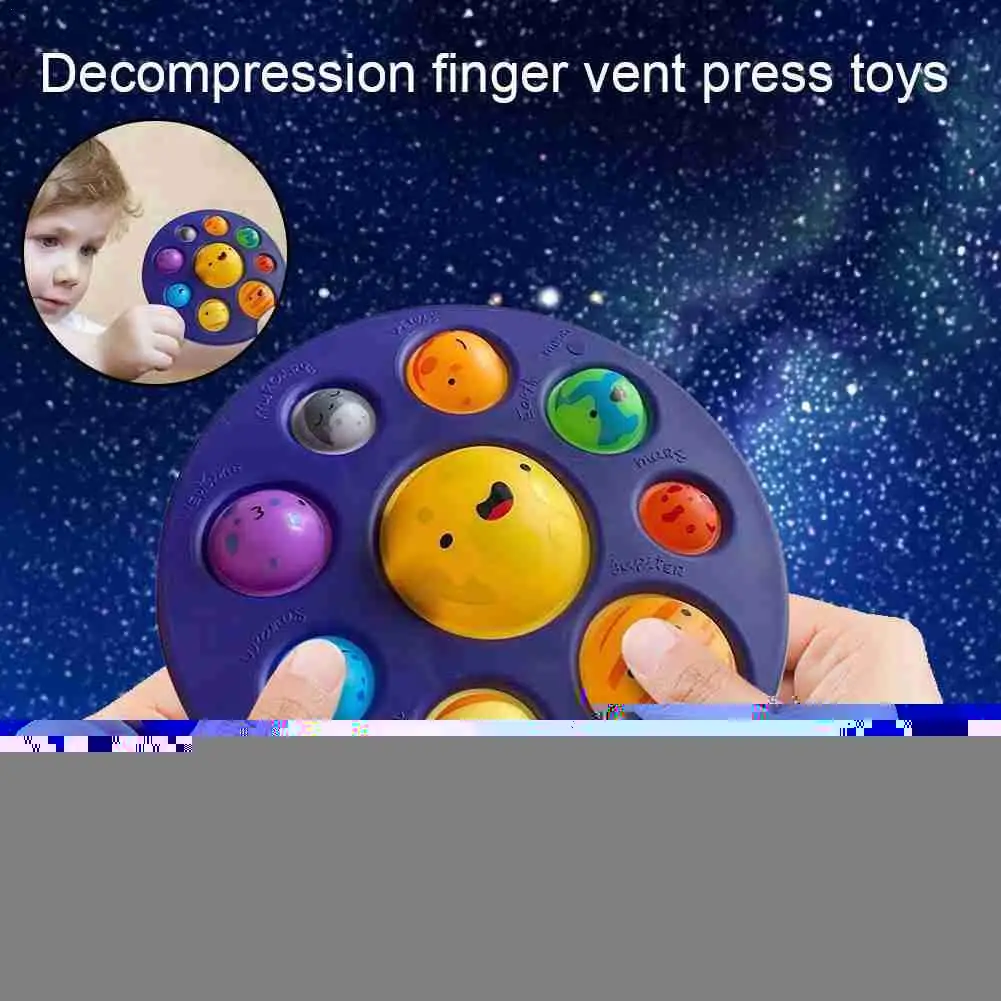 

Planets Finger Squeeze Bubble Pops It Sensory Toys Adult Stress Relief Antistress Board Autism Fingertip Fidget Toy For Kids